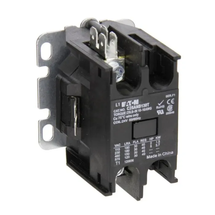Eaton definite purpose contactor, Mounting plate, Quick, 30A, Pressure plate, quick connect, 277 Vac, 60 Hz, Open with metal mounting plate, Compact, single-pole, 30A, Contactor, Single-pole, 30A, Binding head screw, Non-reversing
