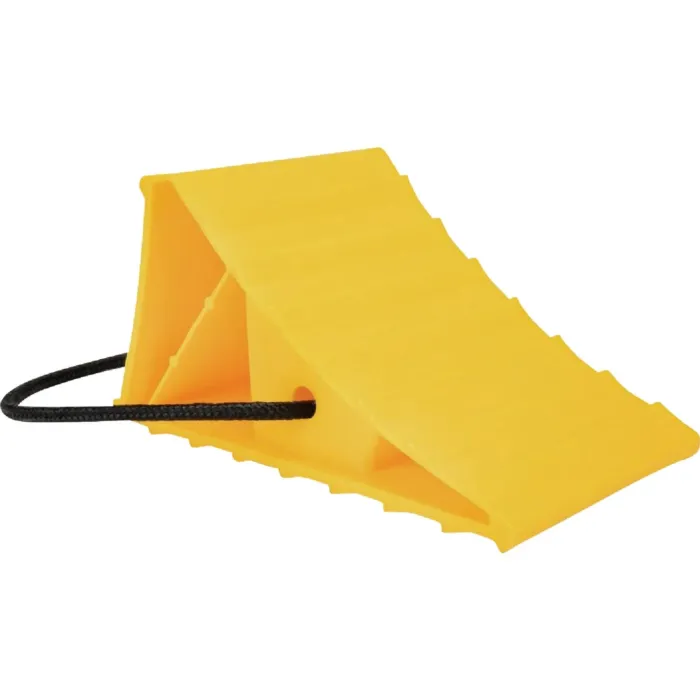 Camco Manufacturing Yellow Plastic RV Wheel Chock with Rope