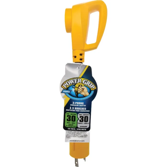 Camco Manufacturing Power Grip 30A 3-Prong Dogbone RV Generator Adapter