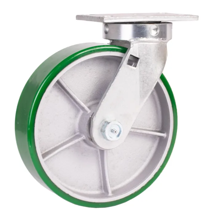 World Casters & Equipment Manufacturing 2200 lb 10 in Poly on Cast Iron Swivel Caster
