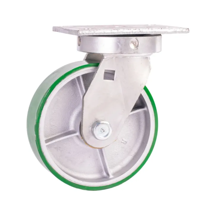 World Casters & Equipment Manufacturing 2500 lb 8 in Poly on Cast Iron Swivel Caster