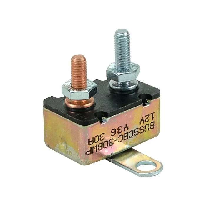 Bussmann Eaton Bussmann series CBC-BWP automotive circuit breaker, 14 Vdc, 30A, 1.5 kAIC, Automotive, type I, waterproof, #10-32 TPI stud