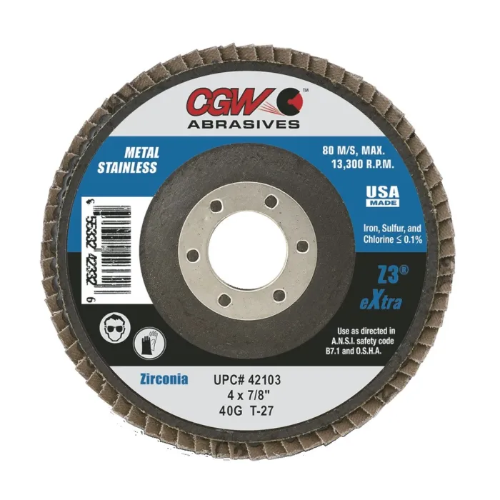 CGW 4 in, 5/8 in Type 27 Flat Flap Disc