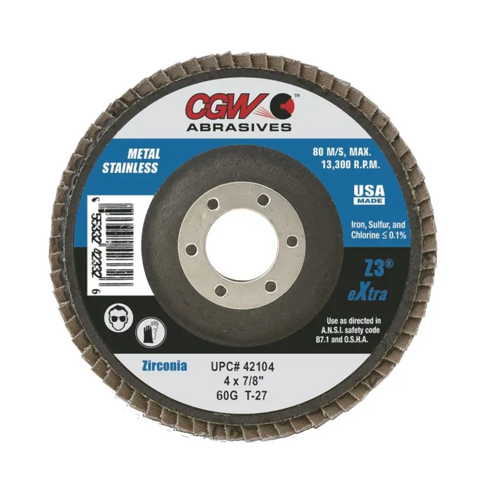 CGW 4 in, 5/8 in Type 27 Flat Flap Disc