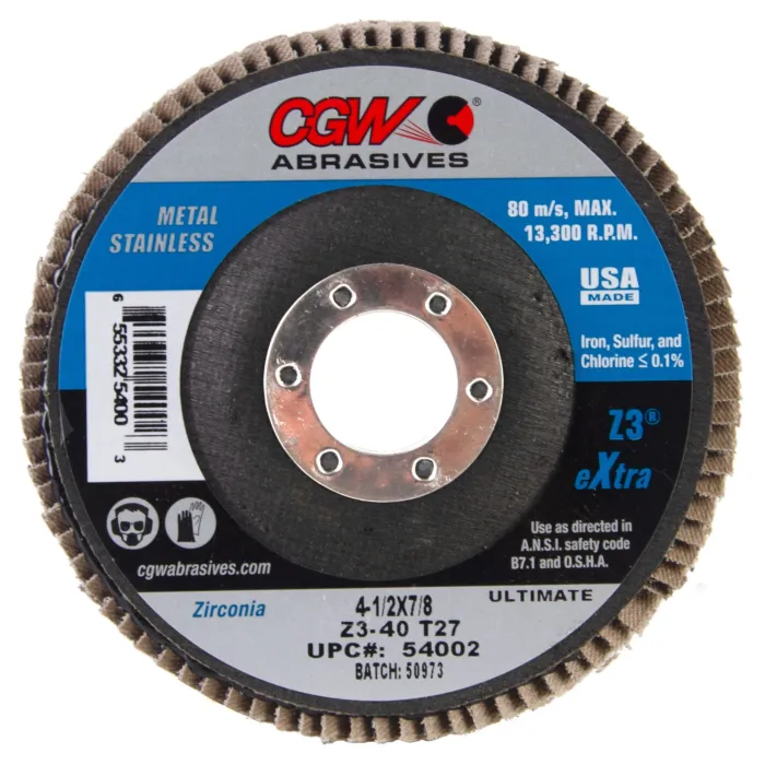 CGW Ultimate 4-1/2 in 7/8 in Type 27/Depressed Center Flat Flap Disc