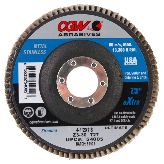 CGW Ultimate 4-1/2 in 7/8 in Type 27/Depressed Center Flat Flap Disc