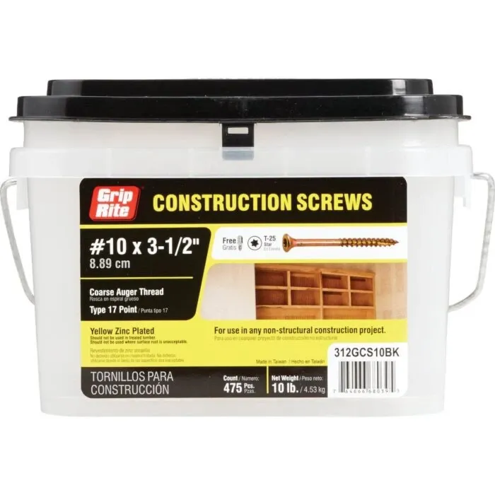 Grip-Rite T25 Construction Wood Screw (475 ct, 10 lb Box) #10 x 3-1/2 in.