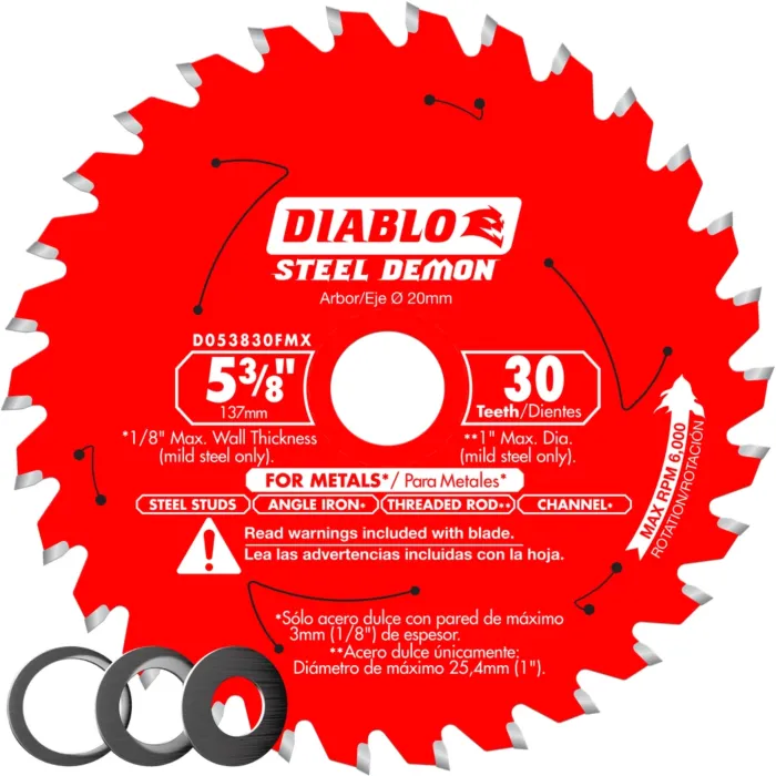 Diablo Tools 5‑3/8 in. x 30 Tooth Steel Demon Metal Cutting Saw Blade