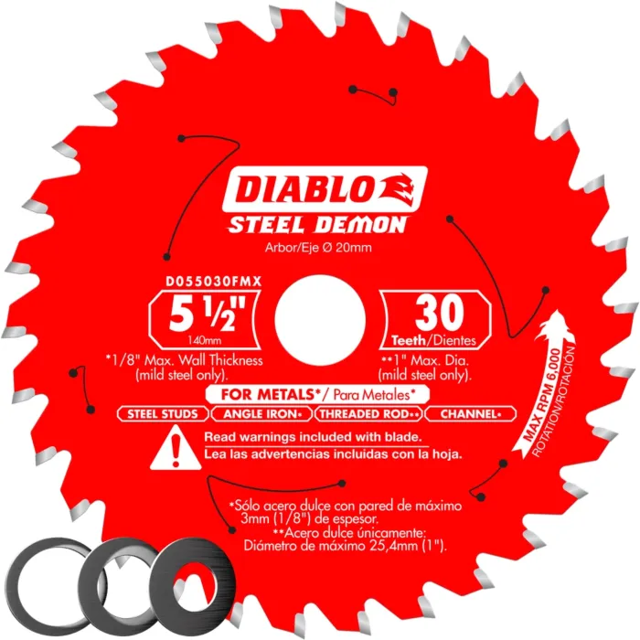 Diablo Tools 5‑1/2 in. x 30 Tooth Steel Demon Metal Cutting Saw Blade