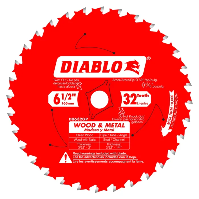 Diablo Tools 6-1/2 in. x 32 Tooth Wood & Metal Carbide Saw Blade
