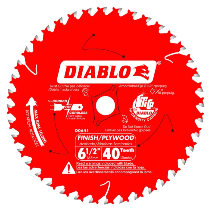 Diablo Tools 6-1/2 in. x 40 Tooth Finish Trim Saw Blade