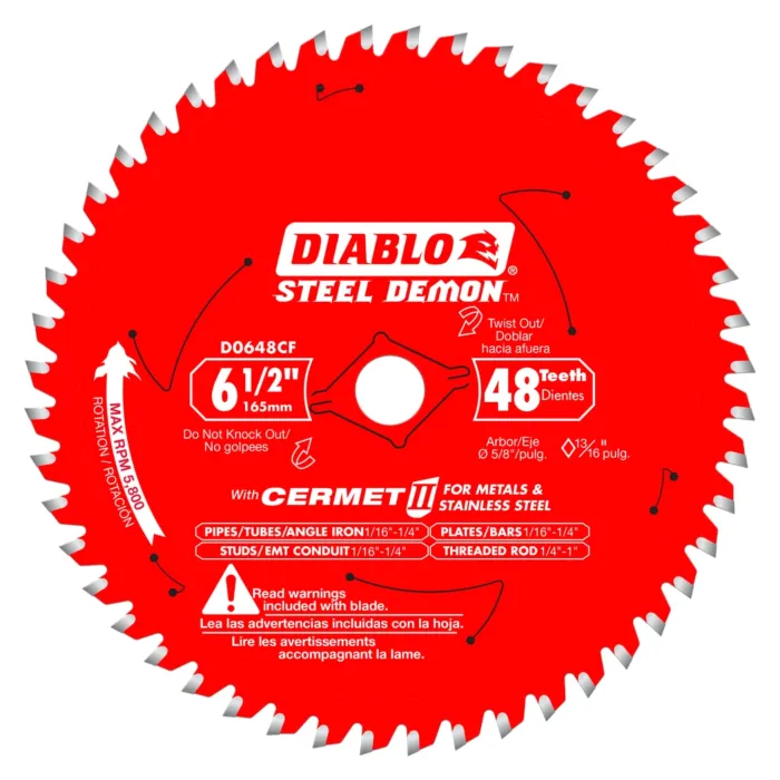 Diablo Tools 6-1/2 in. x 48 Tooth Steel Demon Cermet II Saw Blade for Metals and Stainless Steel