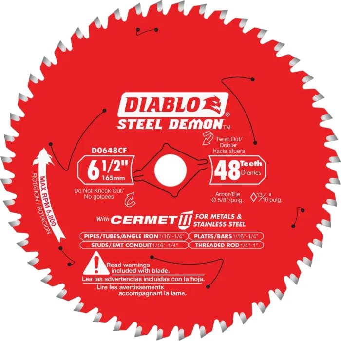Diablo Tools Diablo Steel Demon 6-1/2 In. 48-Tooth Cermett II Metal Circular Saw Blade