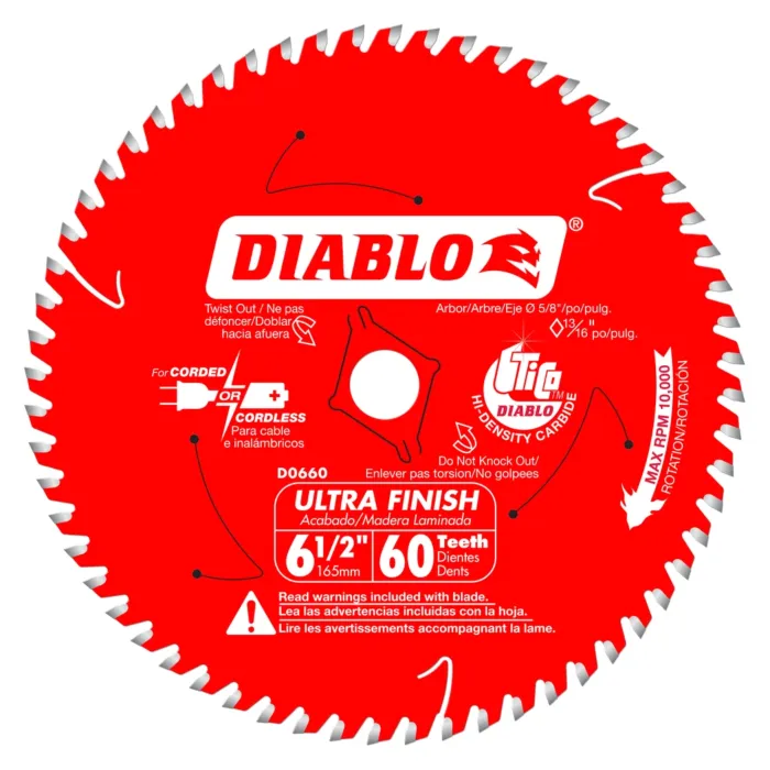Diablo Tools 6-1/2 in. x 60 Tooth Ultra Finish Saw Blade