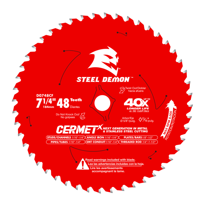 Diablo Tools 7-1/4" 48-Teeth Steel Demon™ CermetX™ Saw Blade for Metals and Stainless Steels