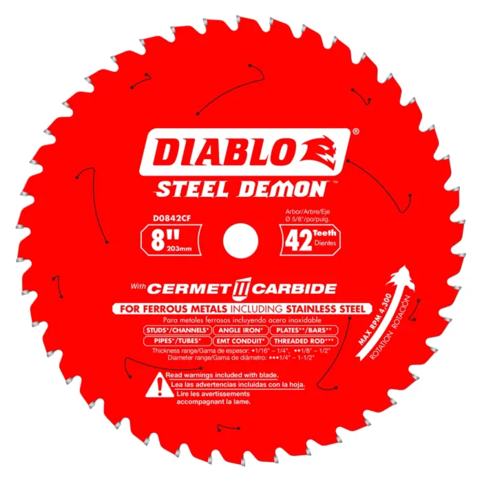 Diablo Tools 8 in. x 42 Tooth Steel Demon Cermet II Saw Blade for Metals and Stainless Steel