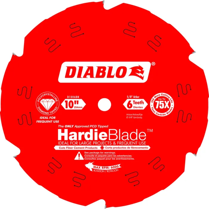 Diablo Tools 10 in. x 6 Tooth (PCD) Fiber Cement HardieBlade