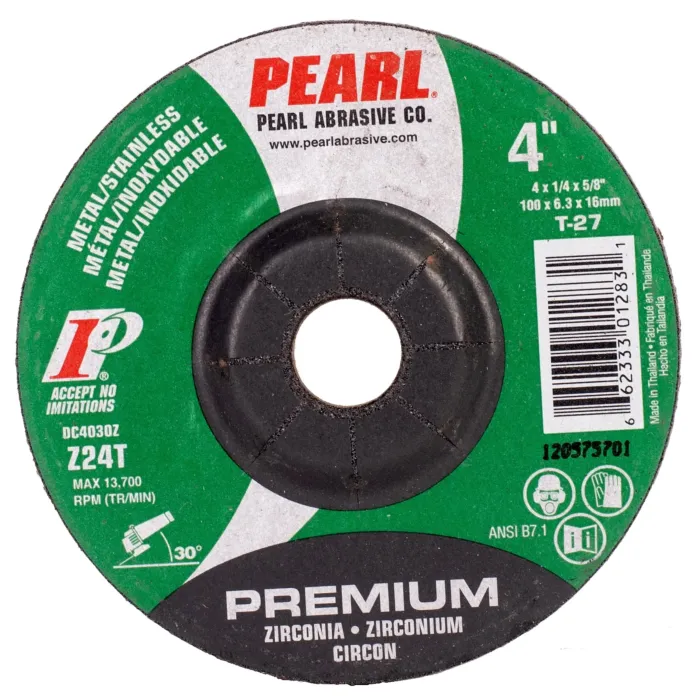 Pearl Abrasives 4 x 1/4 x 5/8 Zirconia Depressed Center Wheels, Z24T, 25/Box