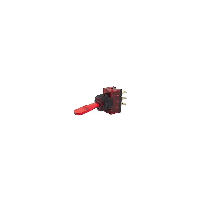 DC SPST ON-OFF Red Illuminated Toggle Switch, DC Rated Only