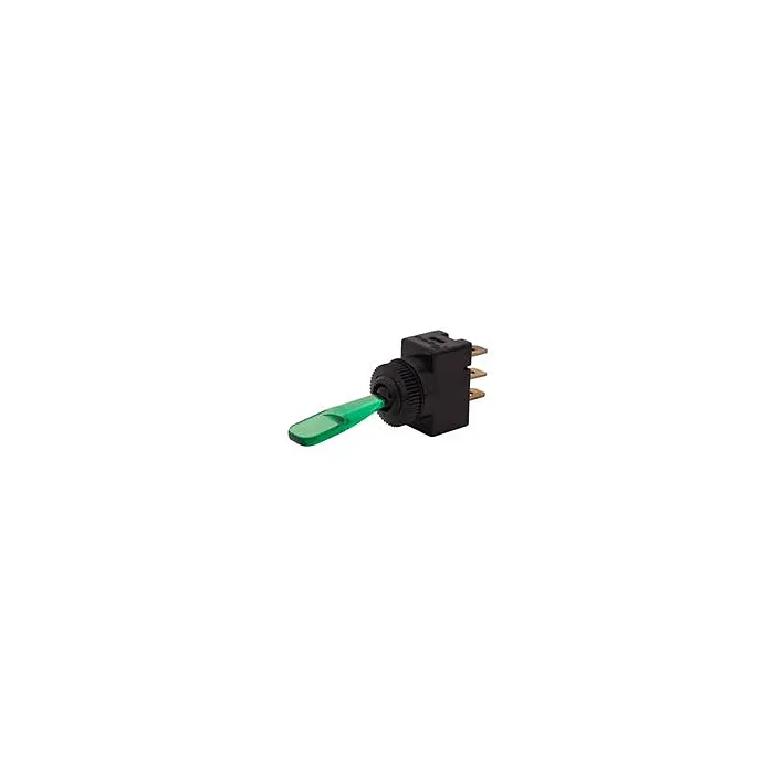 DC SPST ON-OFF Green Illuminated Toggle Switch, DC Rated Only