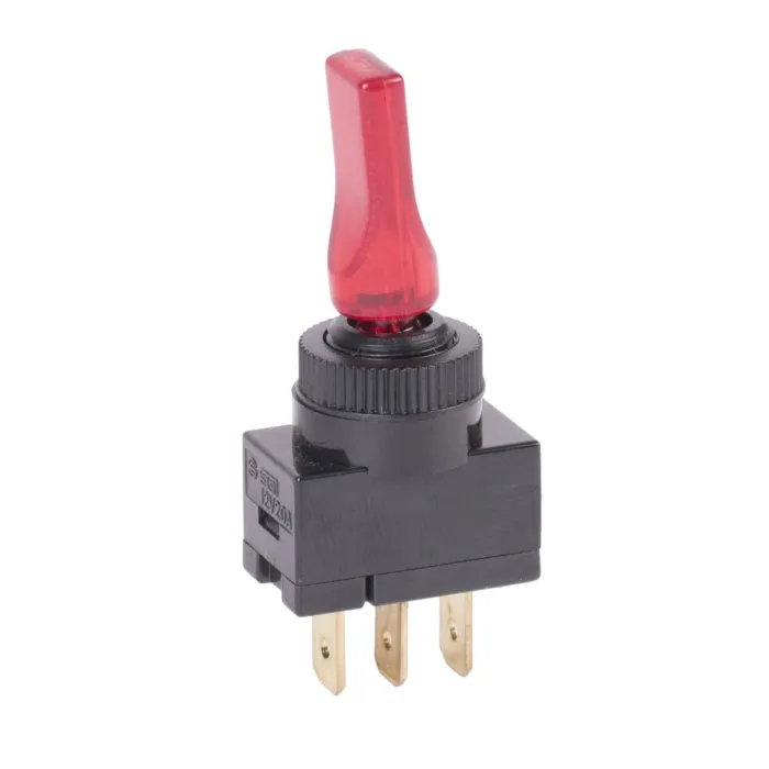 DC LED SPST On-Off Long Duck Bill Lighted Toggle Switch, Red, DC Rated Only