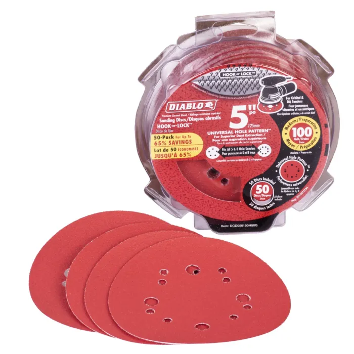 Diablo Tools 5 in. 100 Grit (Medium) ROS Hook & Lock™ Discs (50-Pack)
