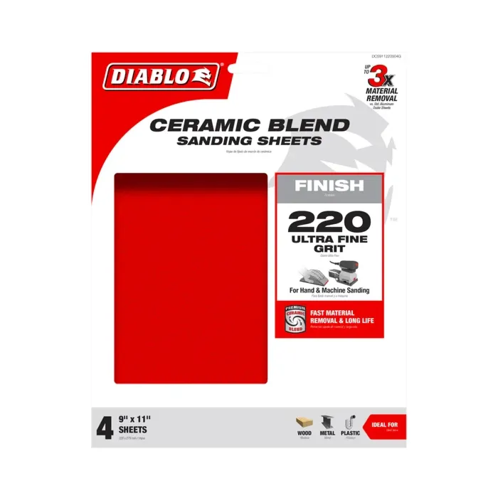 Diablo Tools 220 Grit Sanding Sheets (4pk) 9 in. x 11 in.