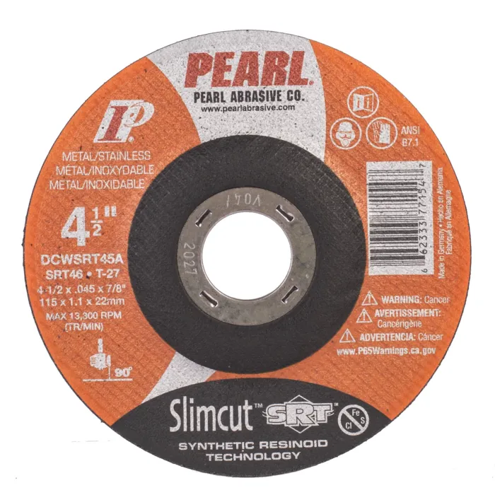 Pearl Abrasives 4-1/2 x .045 x 7/8 Pearl SlimcutTM SRTTM Thin Cut-Off Wheels, Type 27