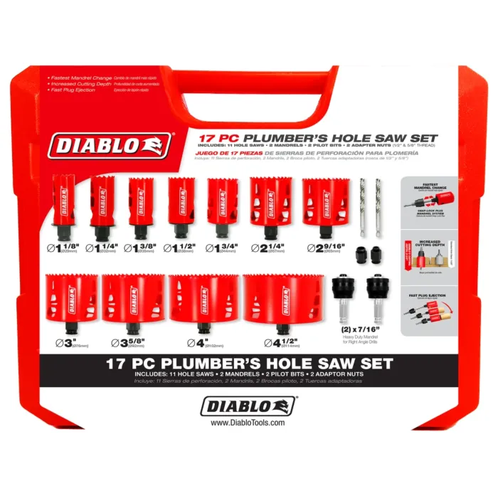 Diablo Tools 17 pc Plumber's Bi-Metal Hole Saw Set