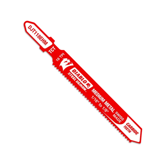 Diablo Tools 18 TPI Carbide T-Shank Jig Saw Blade for Medium Metal - 3-1/4 in.