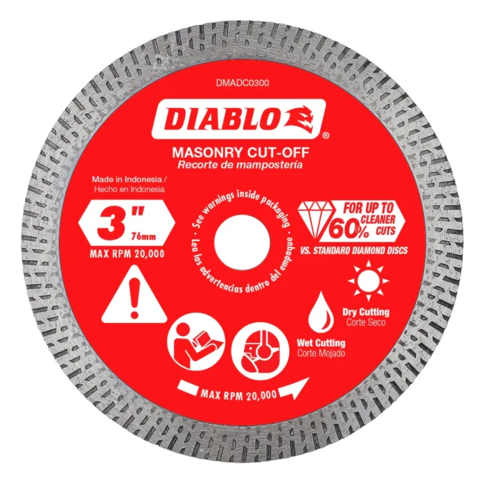 Diablo Tools 3 in. Diamond Continuous Rim Cut-Off Discs for Masonry