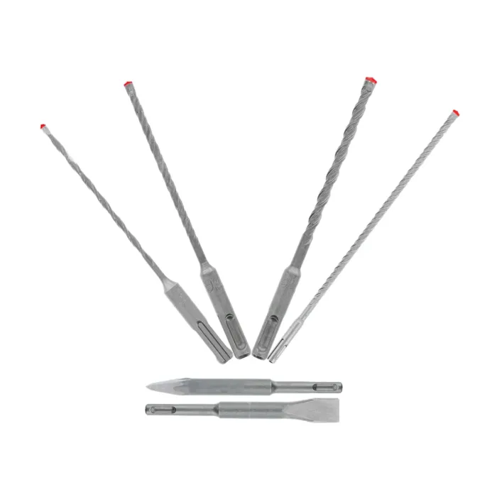 Diablo Tools 6pc SDS-Plus Rebar Demon™ 4-Cutter Full Carbide Head Hammer Drill Bit & Chisel Set (6-Piece)