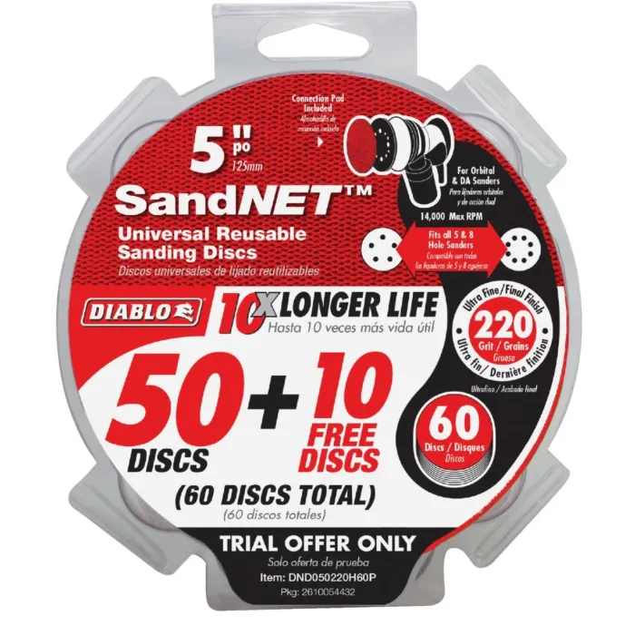 Diablo Tools Diablo SandNet 5 In. 220 Grit Reusable Sanding Disc with Connection Pad (50-Pack)