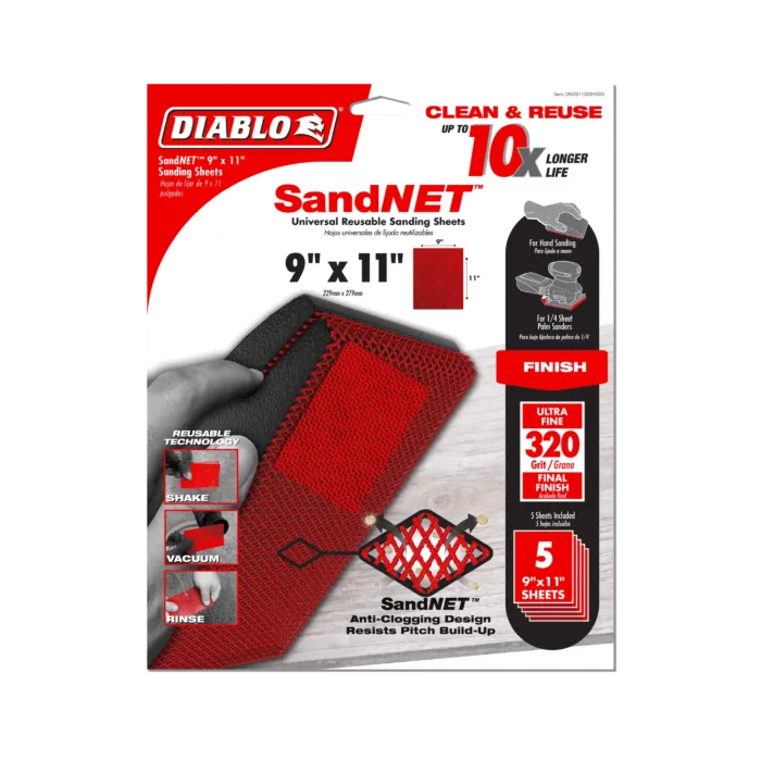 Diablo Tools 9 in. x 11 in. 320-Grit (Ultra Fine) SandNET™ Universal Reusable Sanding Sheets (4-Piece)