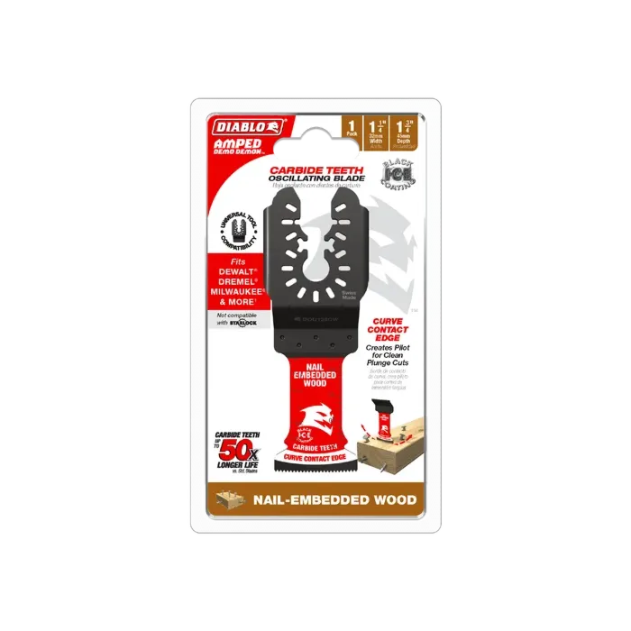 Diablo Tools AMPED™ Demo Demon™ Carbide Teeth Oscillating Blade for Nail-Embedded Wood - 1-1/4 in.