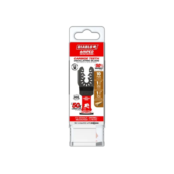 Diablo Tools AMPED™ Demo Demon™ Carbide Teeth Oscillating Blade for Nail-Embedded Wood (10pk) 1-1/4 in.