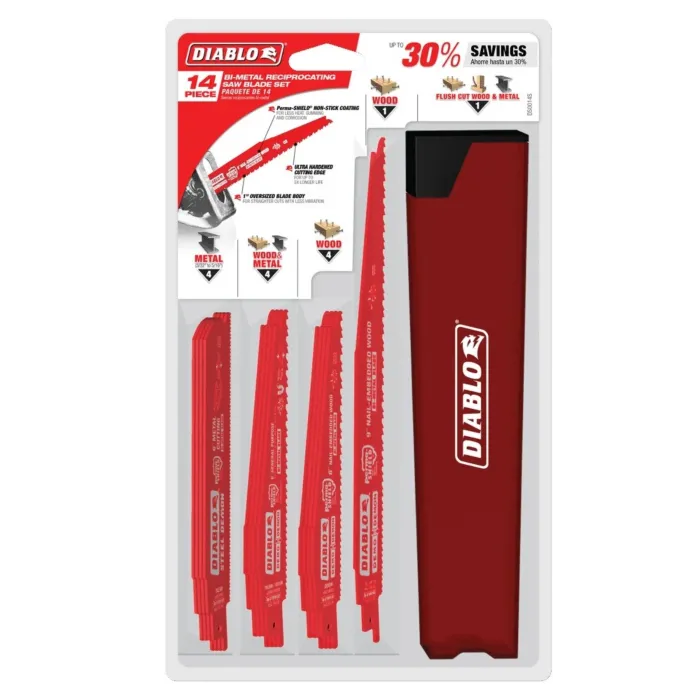 Diablo Tools 14 pc Nail-Embedded Wood and Metal Demolition Recip Set