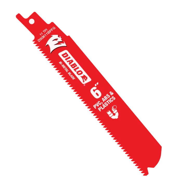 Diablo Tools 6" 11TPI Bi-Metal Reciprocating Saw Blade for PVC, ABS, and Plastics (5-pk)