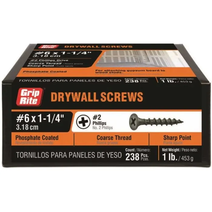 Grip-Rite #2 x 1-1/4 in Phillips Coarse Thread Drywall Screw 1 lb