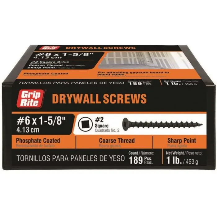 Grip-Rite #2 x 1-5/8 in Phillips Coarse Thread Drywall Screw 1 lb