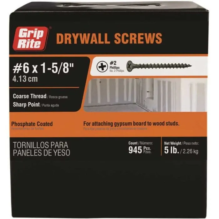 Grip-Rite #2 x 1-5/8 in Phillips Coarse Thread Drywall Screw 5 lb
