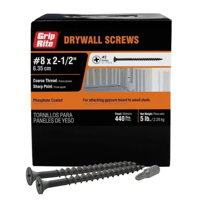 Grip-Rite #2 x 2-1/2 in Phillips Coarse Thread Drywall Screw 5 lb