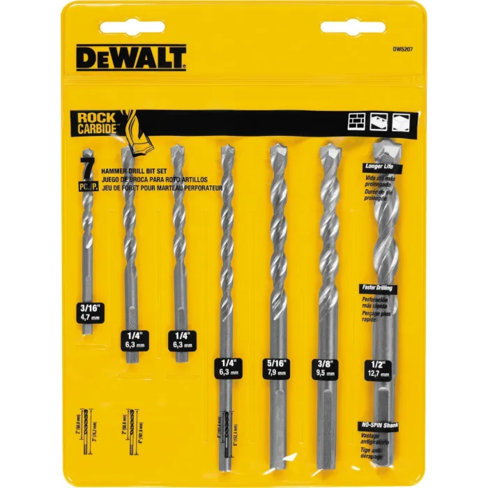 Dewalt Premium Percussion Masonry Drill (7pc)