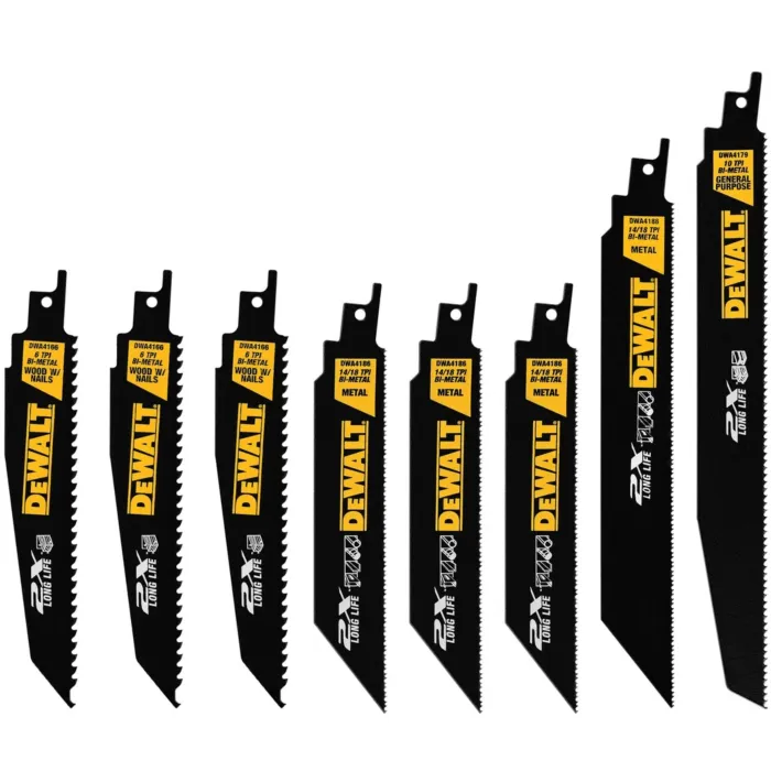 Dewalt Reciprocating Saw Blade Set, Wood/Metal Cutting (8pc)