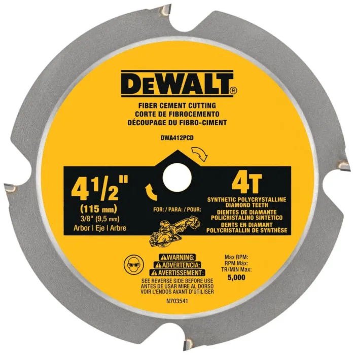 Dewalt 4T Fiber Cement Cutting Circular Saw Blade - 4-1/2 in.
