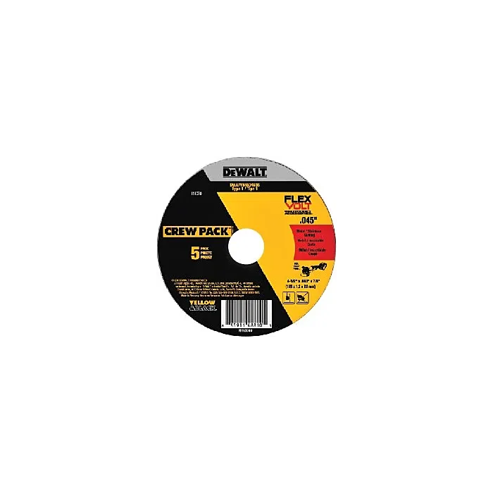 DEWALT FLEXVOLT 4-1/2 In x .045 in Abrasive Chop / Cut-Off Blade with 7/8 in Arbor For Stainless & Mild Steel Cutting (5 Pack)