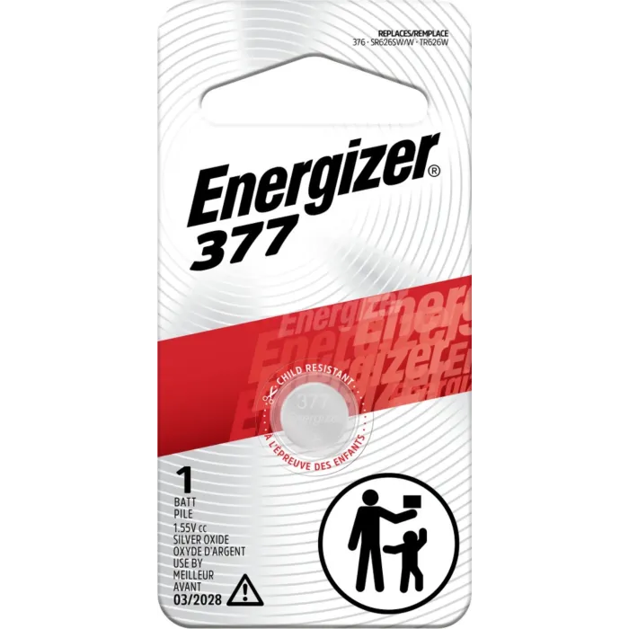 Energizer 377 Silver Oxide Button Battery, 1 Pack