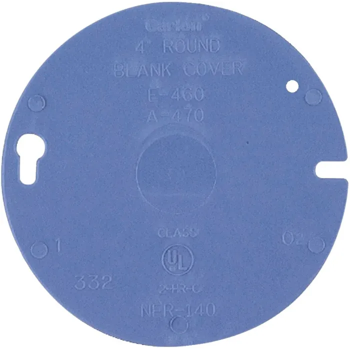 Carlon Round PVC Blank Box Cover (Blue) 4 in.