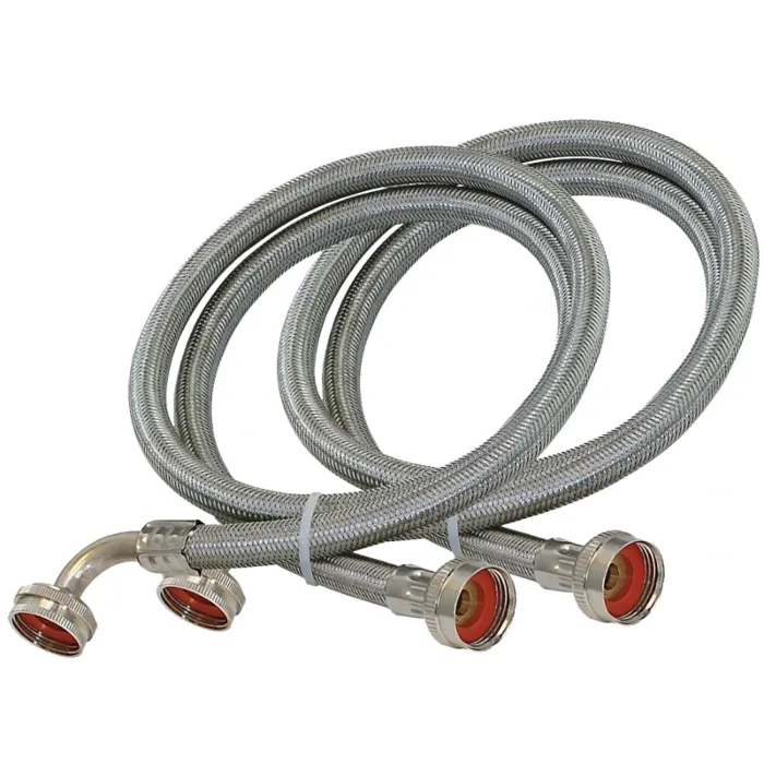 EASTMAN Eastman 48377 Washing Machine Discharge Hose, 3/4 in ID, 5 ft L, FHT x FHT, Stainless Steel