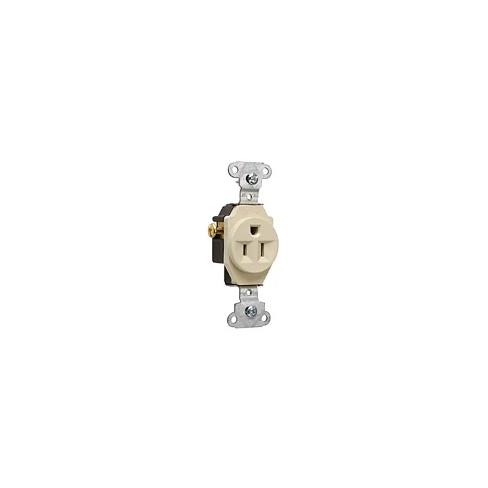 Pass & Seymour 15A 125V Heavy Duty Spec-Grade Single Receptacle, Side Wire, Ivory